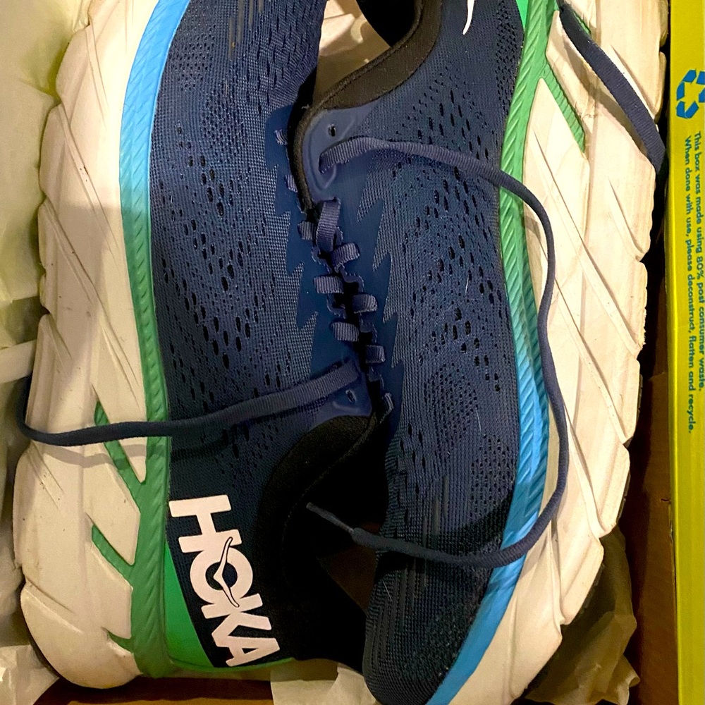 Hoka One One Blue and Green Athletic Shoes